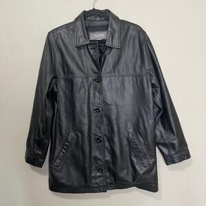 Wilson's Vintage Vibe Leather Jacket Collared Long Sleeve Pockets Black M